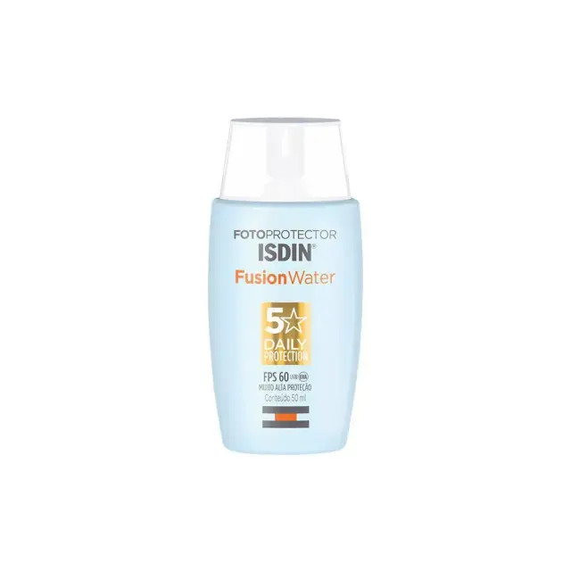 ISDIN FUSION WATER 5 STARS PROTETOR SOLAR FACIAL FPS 60 50ML | DrogaRaia (BR)