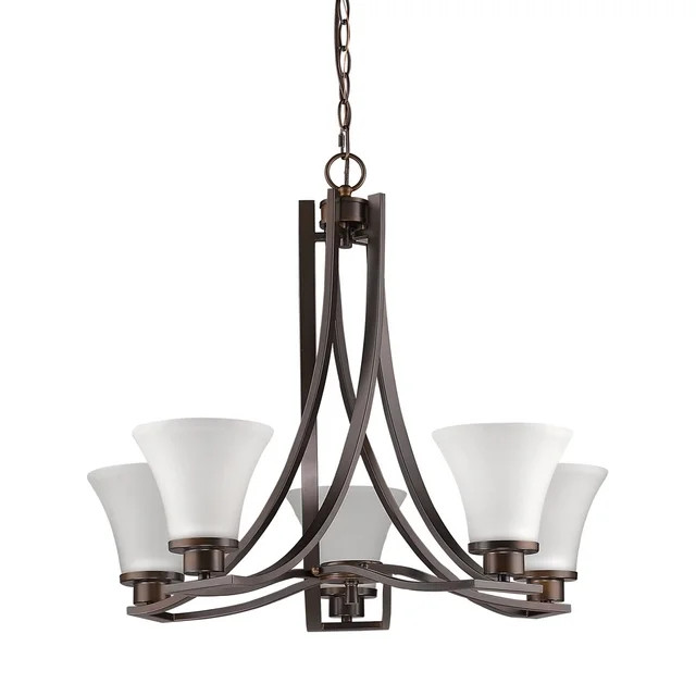 Mia 5-Light Oil-Rubbed Bronze Chandelier With Etched Glass Shades | Walmart (US)