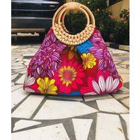 Prisca ""Boho' Rattan African Bag, Patches 100% Cotton, Prints, Ankara Bag | Etsy (US)