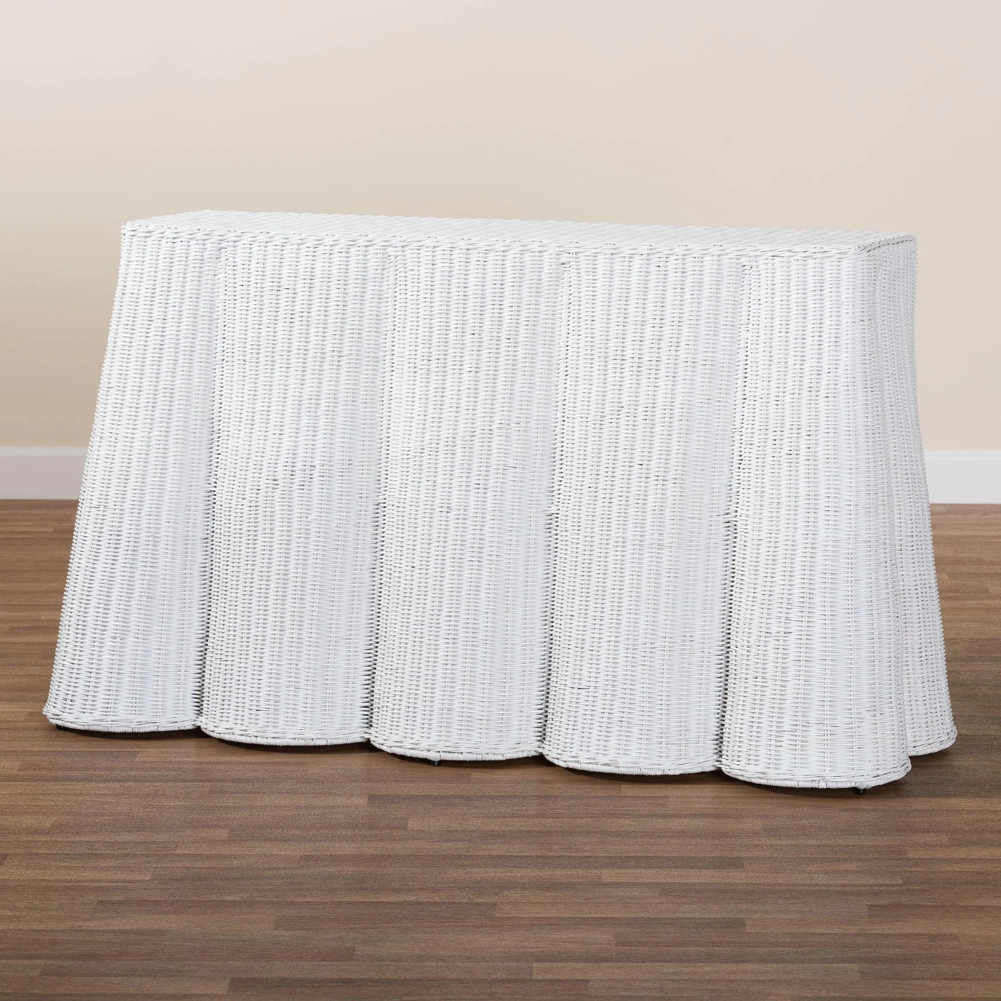 Bali & Pari Palm Bohemian Seafoam Scallop Rattan Console Table | Wayfair North America