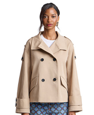 Women's Double-Breasted Short Trench Coat | Macy's