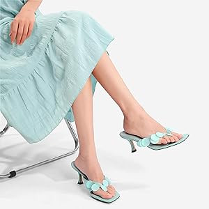 Black Flip Flop Heels Sandals for Women with Plastic Disc Straps Comfortable Slip on Open Toe Kit... | Amazon (US)