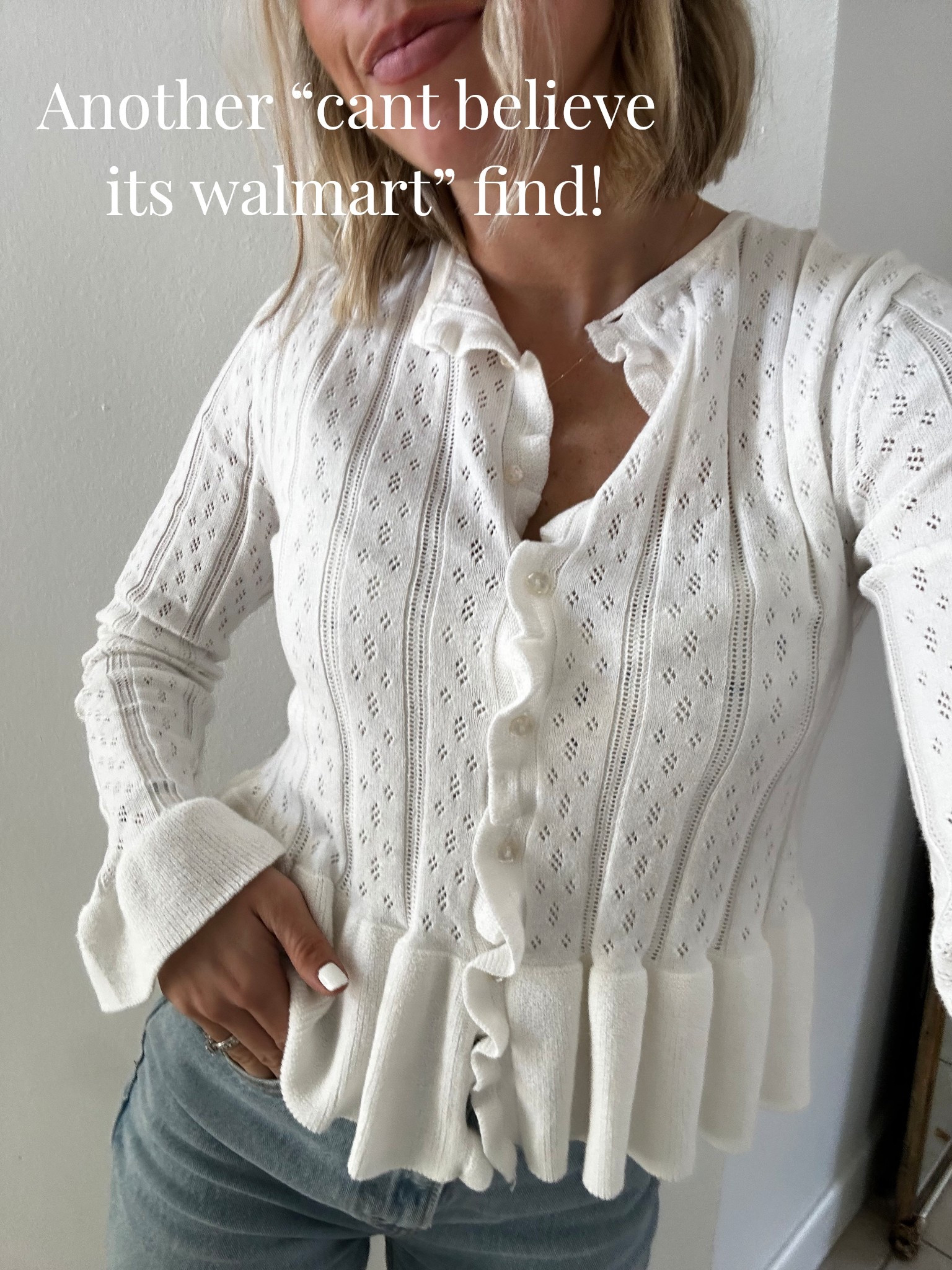 Walmart really did it with this top🫶 I got so many compliments and it looks so high quality and like a free people type of style! Love the crochet knit and frill details

#LTKWorkwear #LTKootd #LTKSaleAlert
