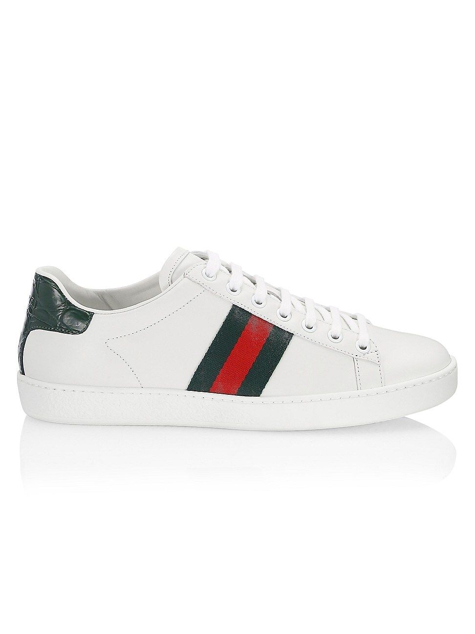 Gucci Women's New Ace Leather Sneakers With Web Detail - White - Size 10 | Saks Fifth Avenue