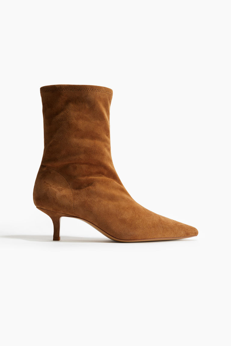 H & M - Suede sock boots - Beige | H&M (UK, MY, IN, SG, PH, TW, HK)