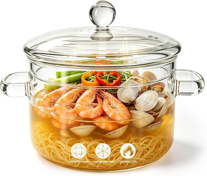 1.5L/50oz Clear Glass Simmer Pot, Borosilicate Stovetop Saucepan | Amazon (US)