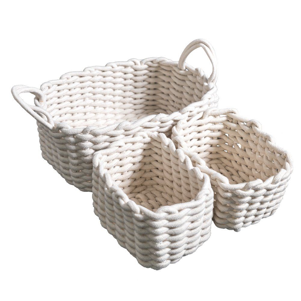 LUFOFOX Cotton Woven Storage Baskets with Dual Rope Handles for Clothes Storage Durable Nursery B... | Amazon (US)