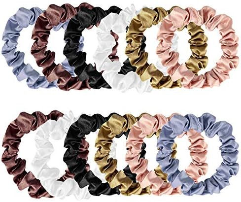 12 Pieces Silk Hair Scrunchies Silk Hair Tie Elastic Ponytail Holders for Women Girls Hair Access... | Amazon (US)