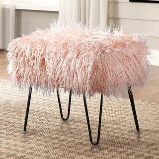 Silver Orchid Sterling Shaggy Fauxfur Ottoman Bench | Overstock.com Shopping - The Best Deals on ... | Bed Bath & Beyond