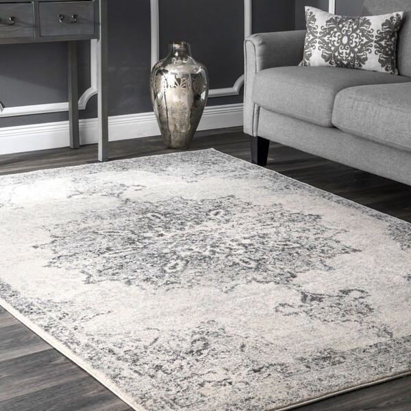 Porch & Den Sierra Grey Vintage Persian Medallion Area Rug - 8' Square - Grey | Bed Bath & Beyond