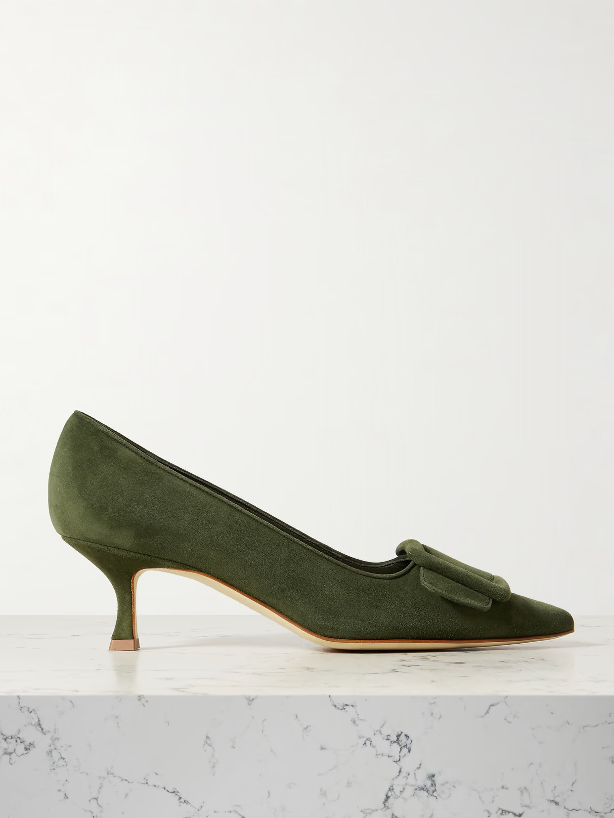 Manolo Blahnik - Maysale 50 Buckled Suede Pumps - Green | NET-A-PORTER (US)