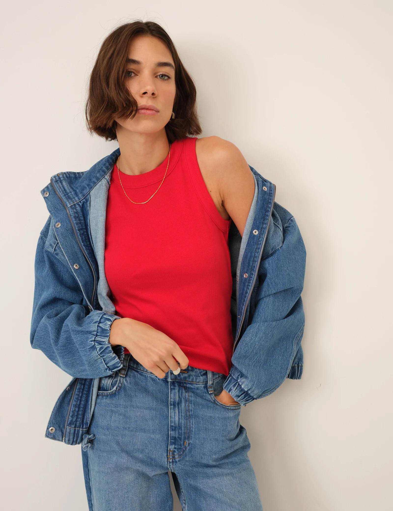Red Ribbed Racer Vest | Nobody's Child