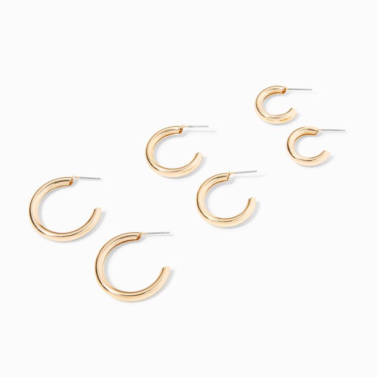 Gold Graduated Hoop Earrings - 3 Pack | Claire's (US)