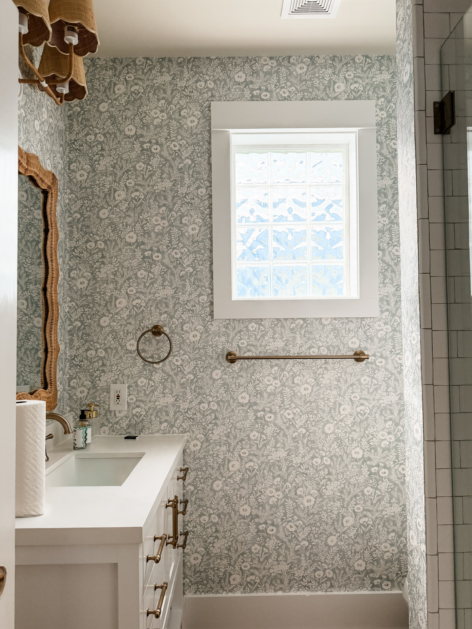 One of the guest bathrooms! This wallpaper is featured throughout the house, and I just love the print!

Loverly Grey, home inspo, home finds, home decor, wallpaper, bathroom inspo, beach house 

 #LTKHome