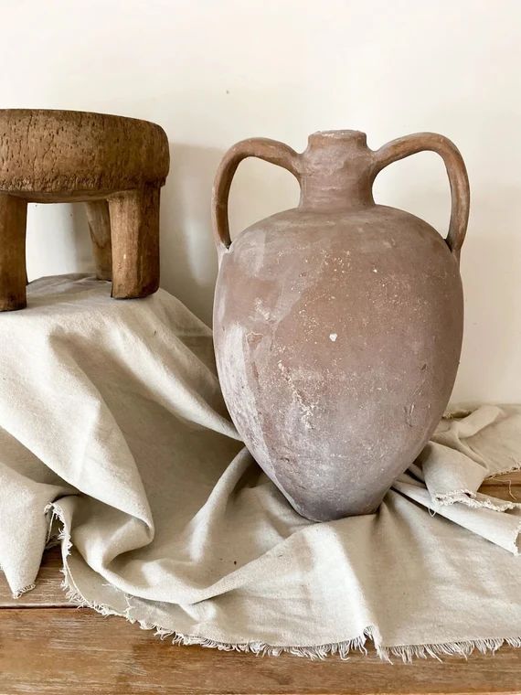 XL Rustic Vintage Wabi Sabi Clay Amphora Turkish Pottery - Etsy | Etsy (US)