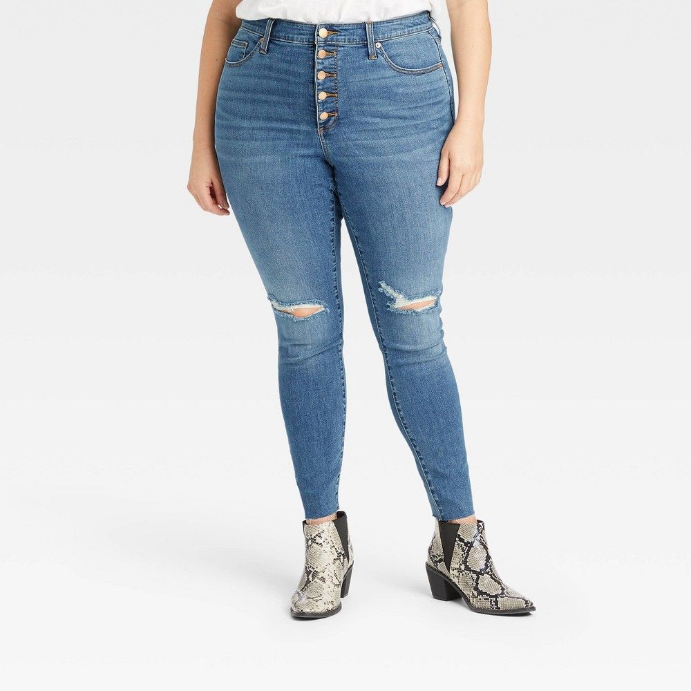 Women's Plus Size Super-High Rise Skinny Jeans - Universal Thread Medium Blue 20W | Target