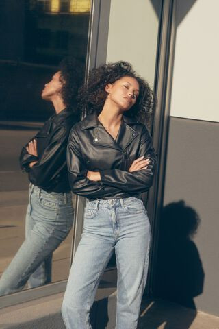 80s Faux Leather Biker Jacket | Dynamite Clothing