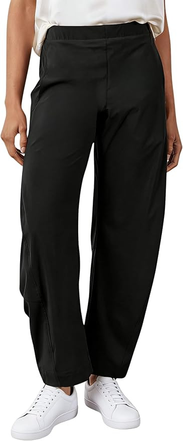 SeekMe Women's Cotton Linen Pants Barrel Leg Palazzo Elastic Waist Casual Capri for Beach Vacatio... | Amazon (US)