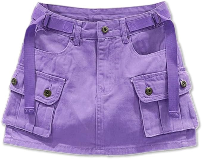 Womens Mini Cargo Skirt Low Waist Y2k Short Denim Jean Skirt | Amazon (US)