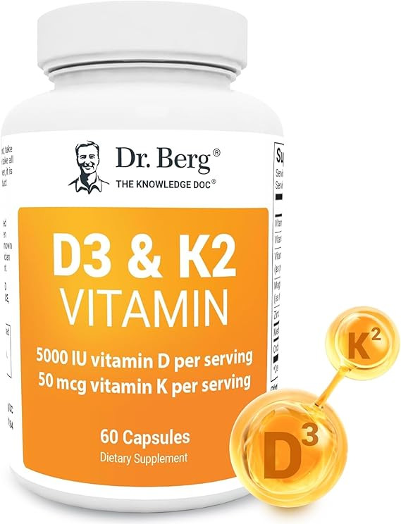 Dr. Berg D3 K2 Vitamin 5000 IU w/MCT Powder - Includes 50 mcg MK7 Vitamin K2, Purified Bile Salts... | Amazon (US)