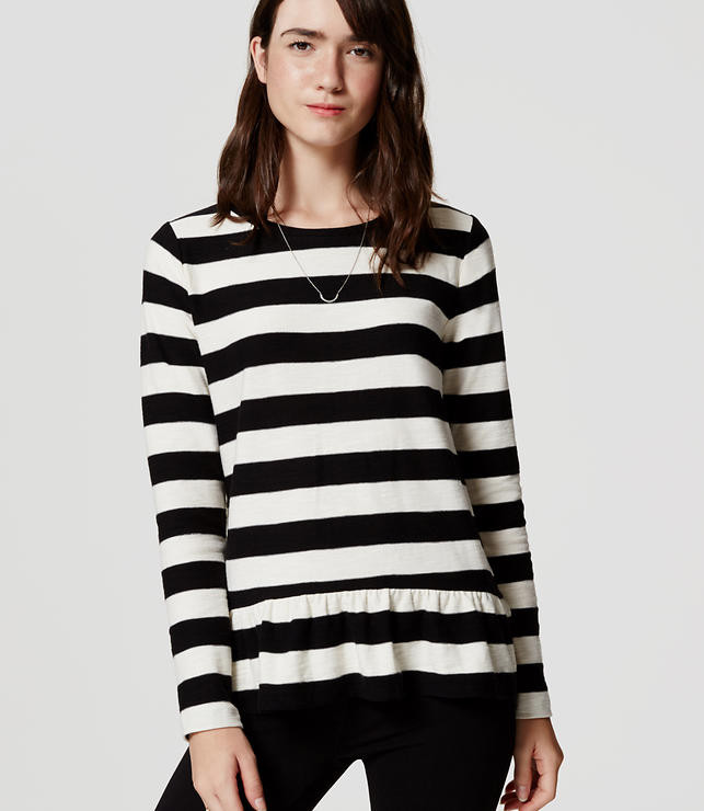 LOFT Striped Peplum Tee | Loft