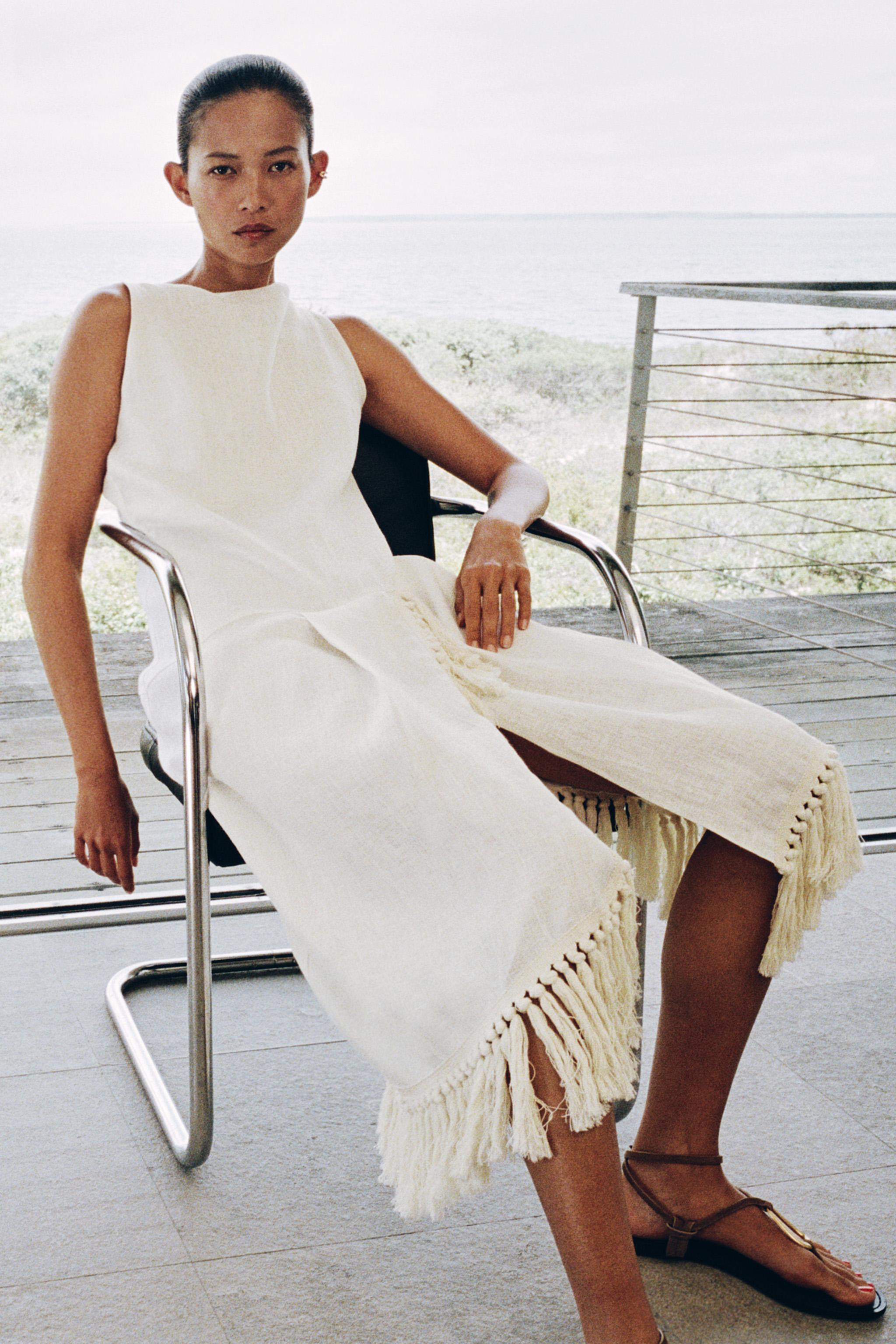 ZW COLLECTION 100% LINEN FRINGED DRESS | Zara US