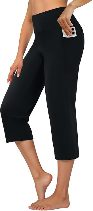 DLOODA Capri Pants for Women High Waist Cropped Yoga Pants Straight Leg Athletic Workout Leggings... | Amazon (US)