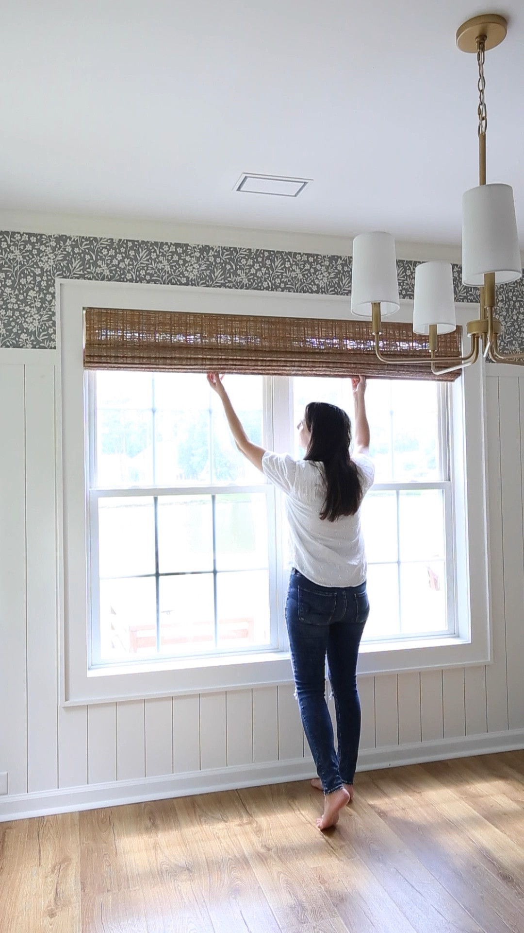 The bamboo blinds I installed in my dining room. Roman blind bamboo jute cordless Roman shade for windows.

#LTKVideo #LTKHome
