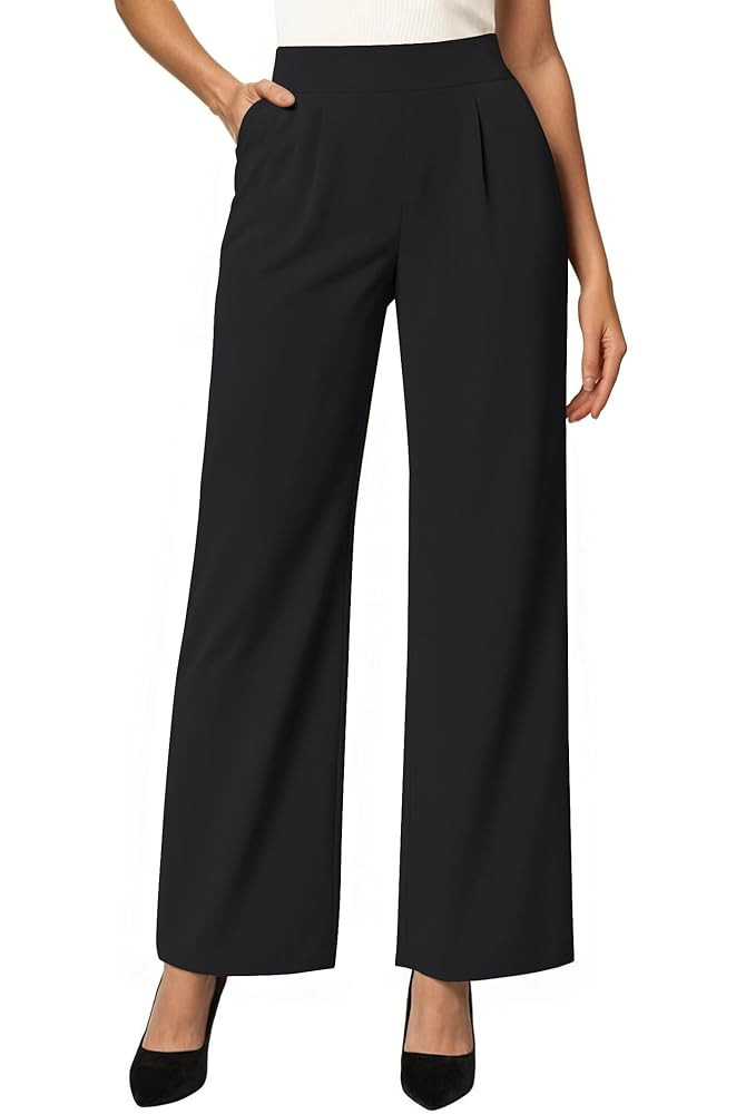 SEMARO Womens Wide Leg Dress Pants High Waist Stretchy Business Work Office Slacks Pull On Casual... | Amazon (US)