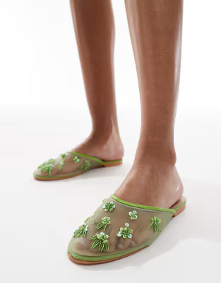 SEQWL XY embellished sandals in mesh green | ASOS | ASOS (Global)