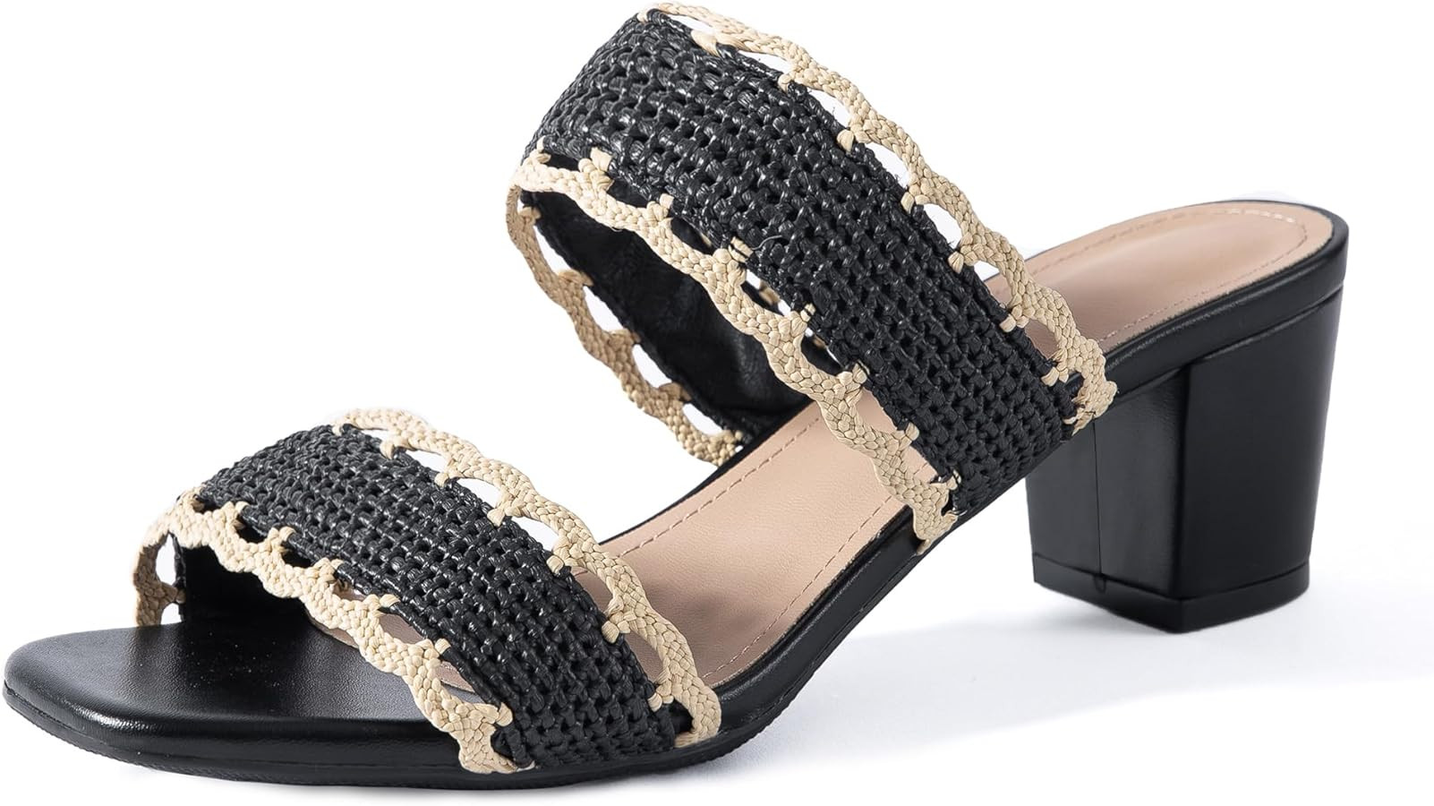 N.N.G Women Heel Sandals Braided Strappy Dressy Summer Low Heel Chunky Block Leather Comfortable ... | Amazon (US)