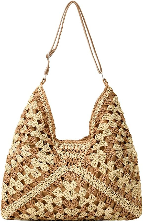 Straw Hobo Bags for Women Vintage Shoulder Bag Everything Tote Bag Designer Beach Bag Holiday Wor... | Amazon (US)