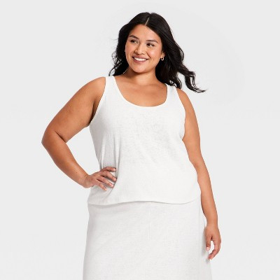 Women's Slub Knit Tank Top - Universal Thread™ Cream 1X | Target