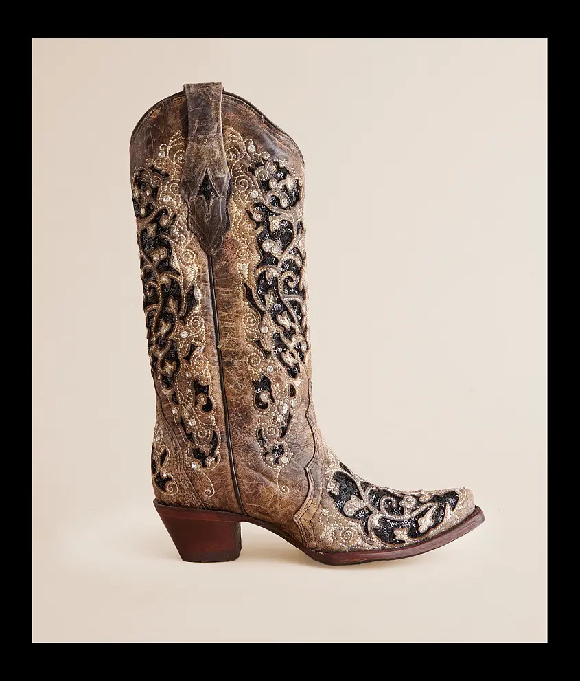 Sequin Leather Western Boot | Buckle