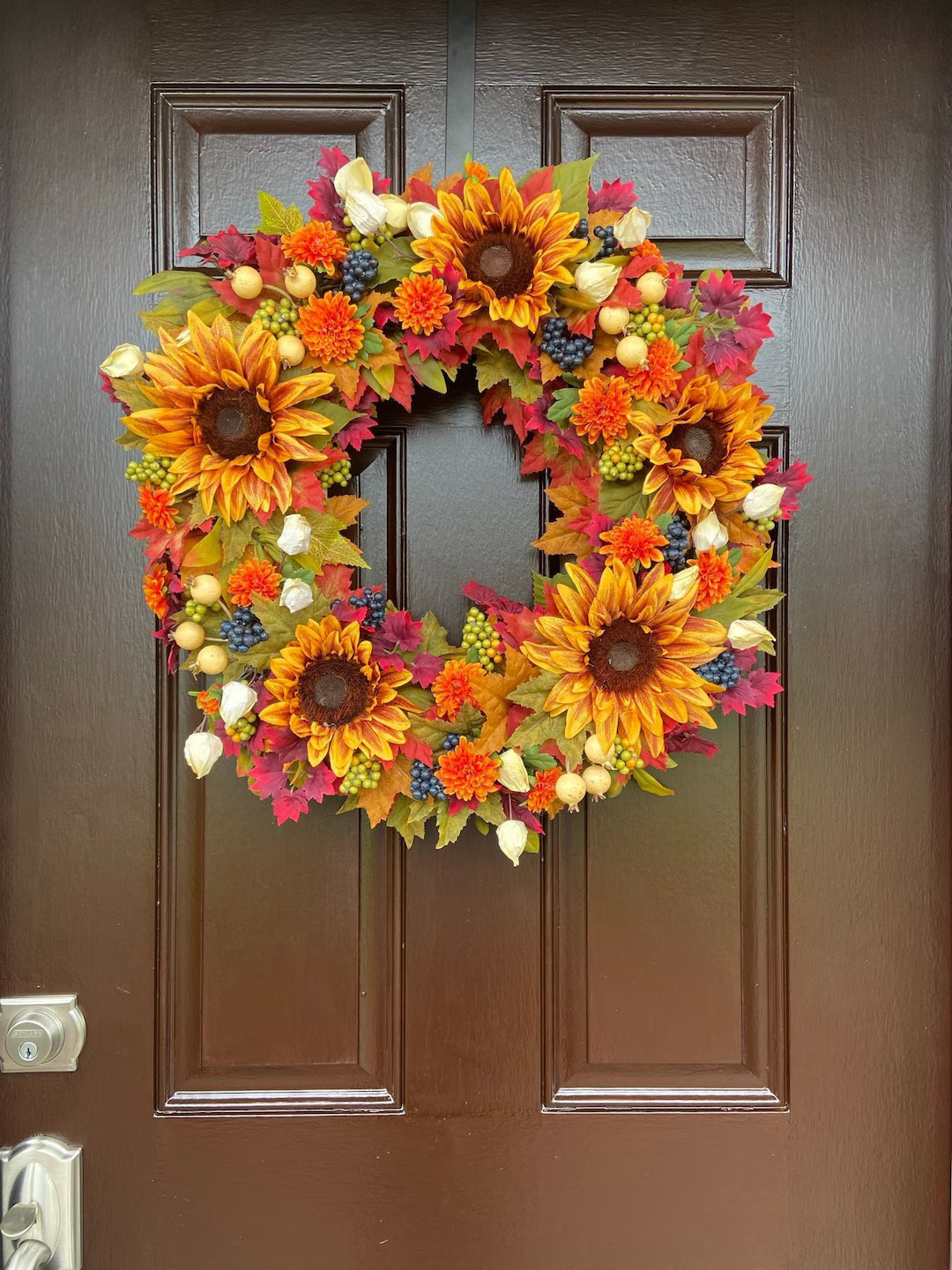 October Harvest Wreath, Large Autumn Grapevine Wreath, Fall Floral Wreath - Etsy | Etsy (US)