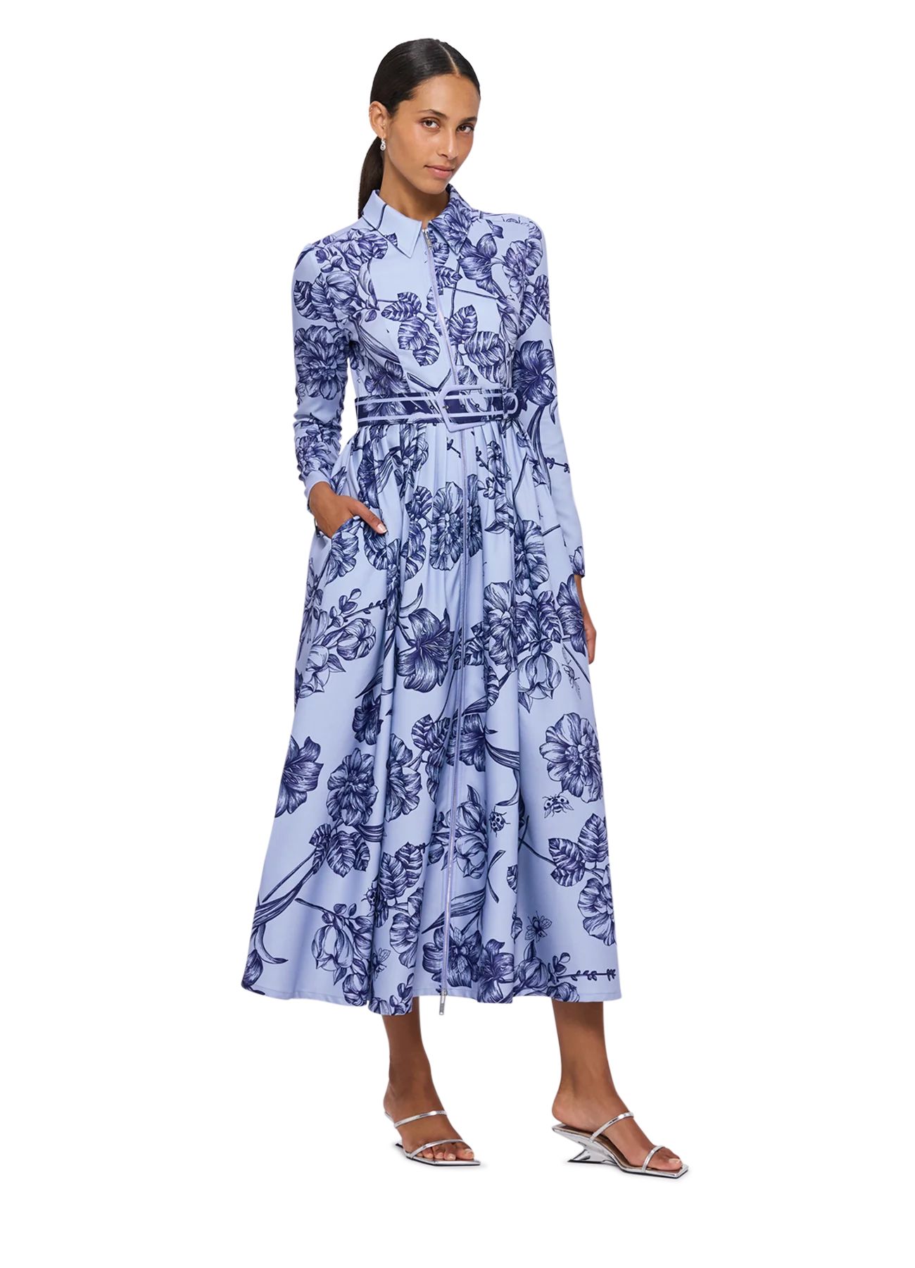 Renee Midi Dress - Harmony Print in Hyacinth | LEO LIN