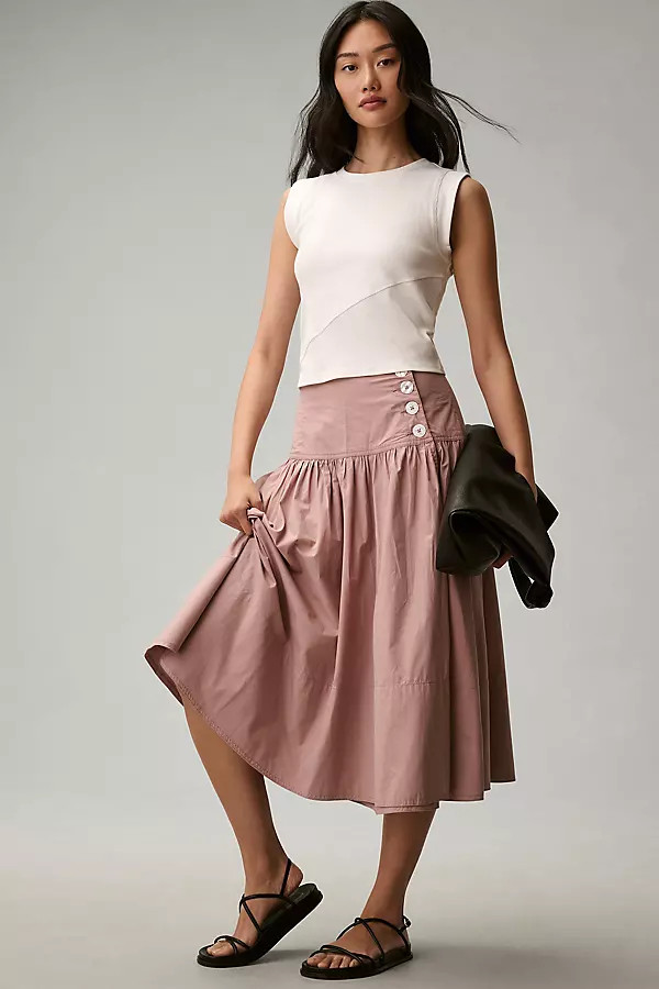 Maeve Drop-Waist Wrap Midi Skirt | Anthropologie (US)