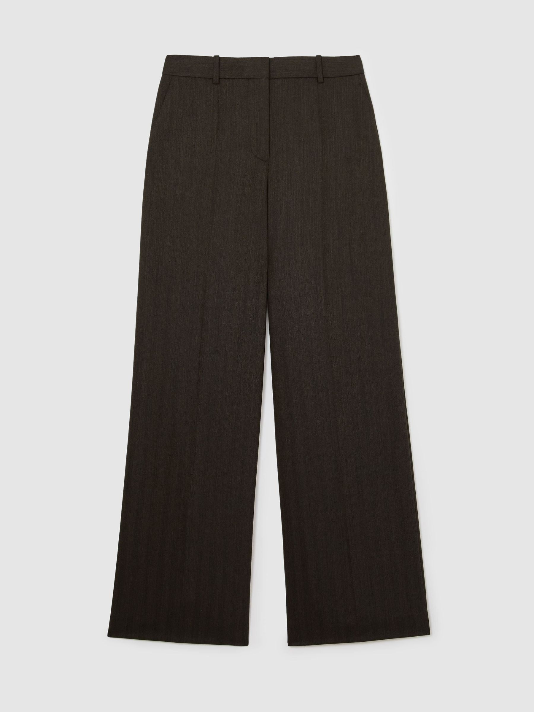 Wool-Blend Herringbone Wide-Leg Trousers | Reiss US