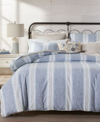 Clifton Cotton/Linen Stripe 3-Pc. Comforter Set, Full/Queen | Macy's