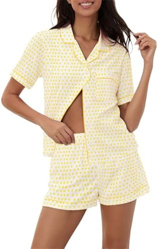Ammiko Womens Pajamas Set Y2k Loungewear Pajama Button Down Top and Shorts Monkey Beach Short Sle... | Amazon (US)