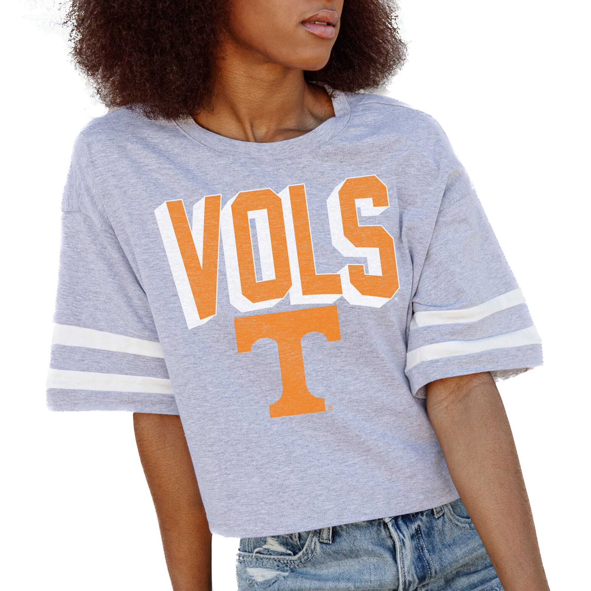 Tennessee Volunteers Gameday Couture Women's No Shortcuts Drop Shoulder Sleeve Stripe Cropped T-S... | Fanatics