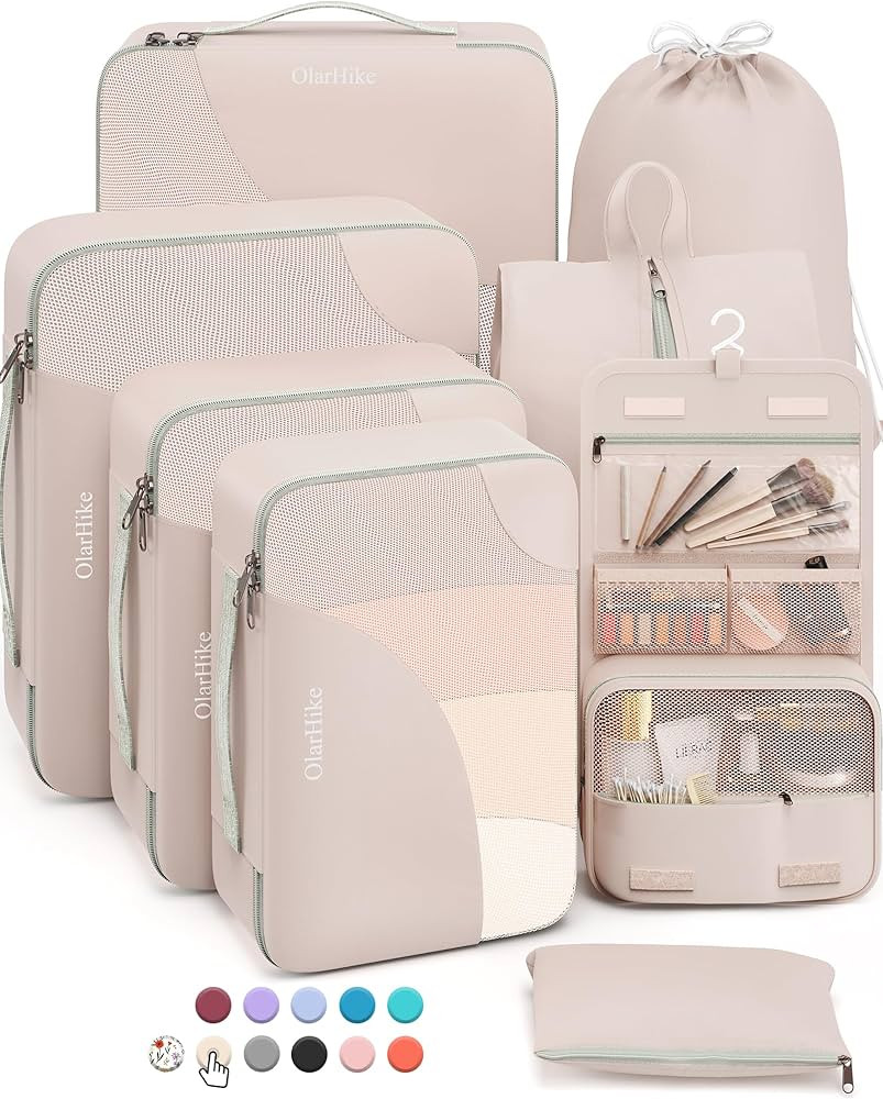 8 Set/10 Set Packing Cubes for Travel, Sturdy Suitcase Organizer in 4 Size(Extra Large, Large, Me... | Amazon (US)