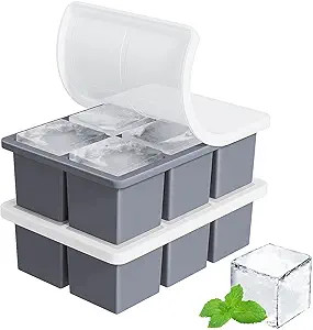 Large Ice Cube Tray for Whiskey: Big Square Ice Cube Maker for Cocktail - 2Pack Silicone Old Fash... | Amazon (US)