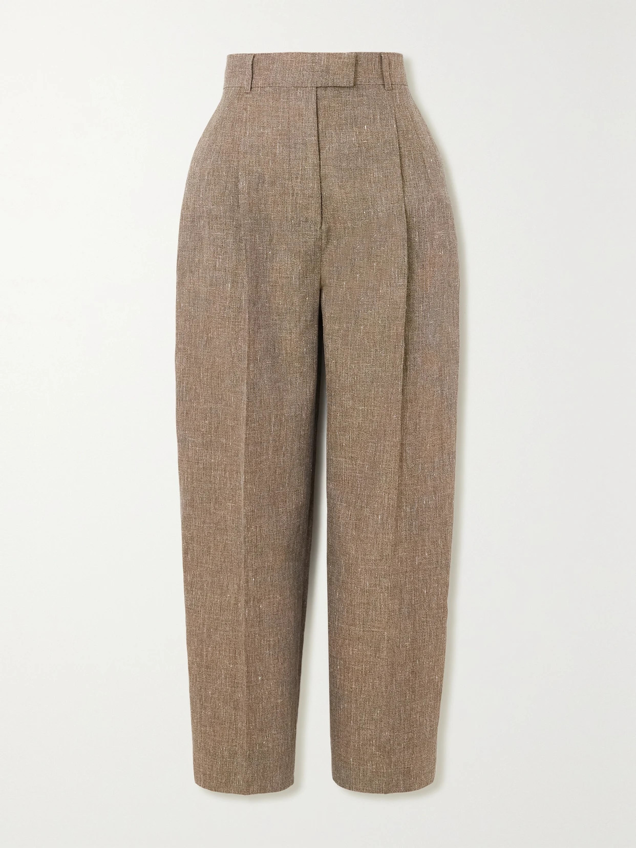 Loro Piana - Wybie Cropped Pleated Linen-blend Wide-leg Pants - Brown | NET-A-PORTER (US)