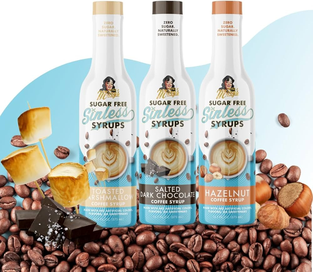 Sugar Free Fireside Favorites Sinless Syrup- Hazelnut, Toasted Marshmallow, Salted Dark Chocolate... | Amazon (US)