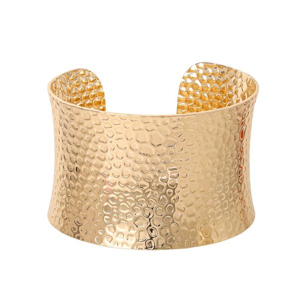 Scoop Womens 14KT Gold Flash Plated Brass Hammer Cuff Bracelet - Walmart.com | Walmart (US)