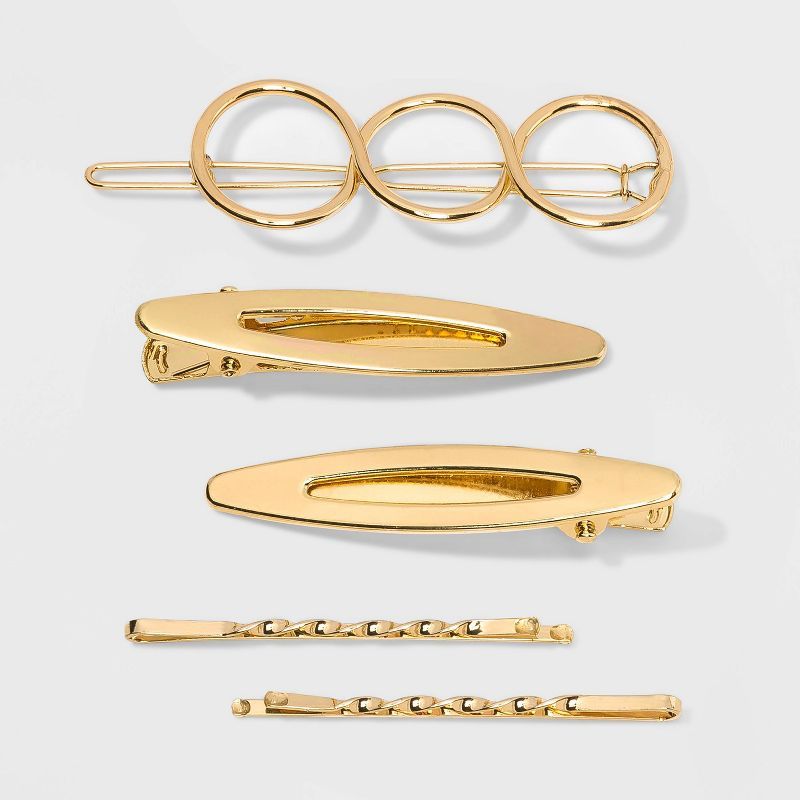 Metal Assorted Hair Clip Set 5pc - A New Day™ Gold | Target