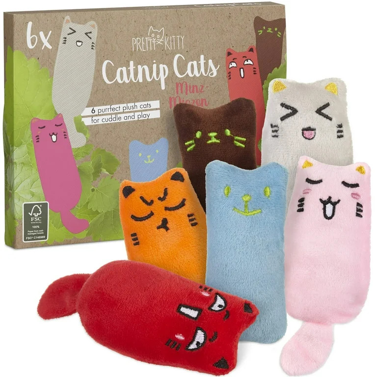 Pretty Kitty Catnip Toys for Cats | 6-Piece Cat Pillow Set with Catnip | Fluffy Pillow Cat Toy | ... | Walmart (US)