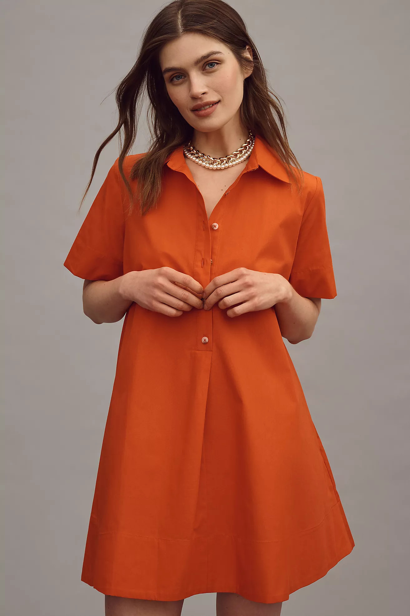 The Pollie Short-Sleeve Swing Tunic Mini Dress | Anthropologie (US)