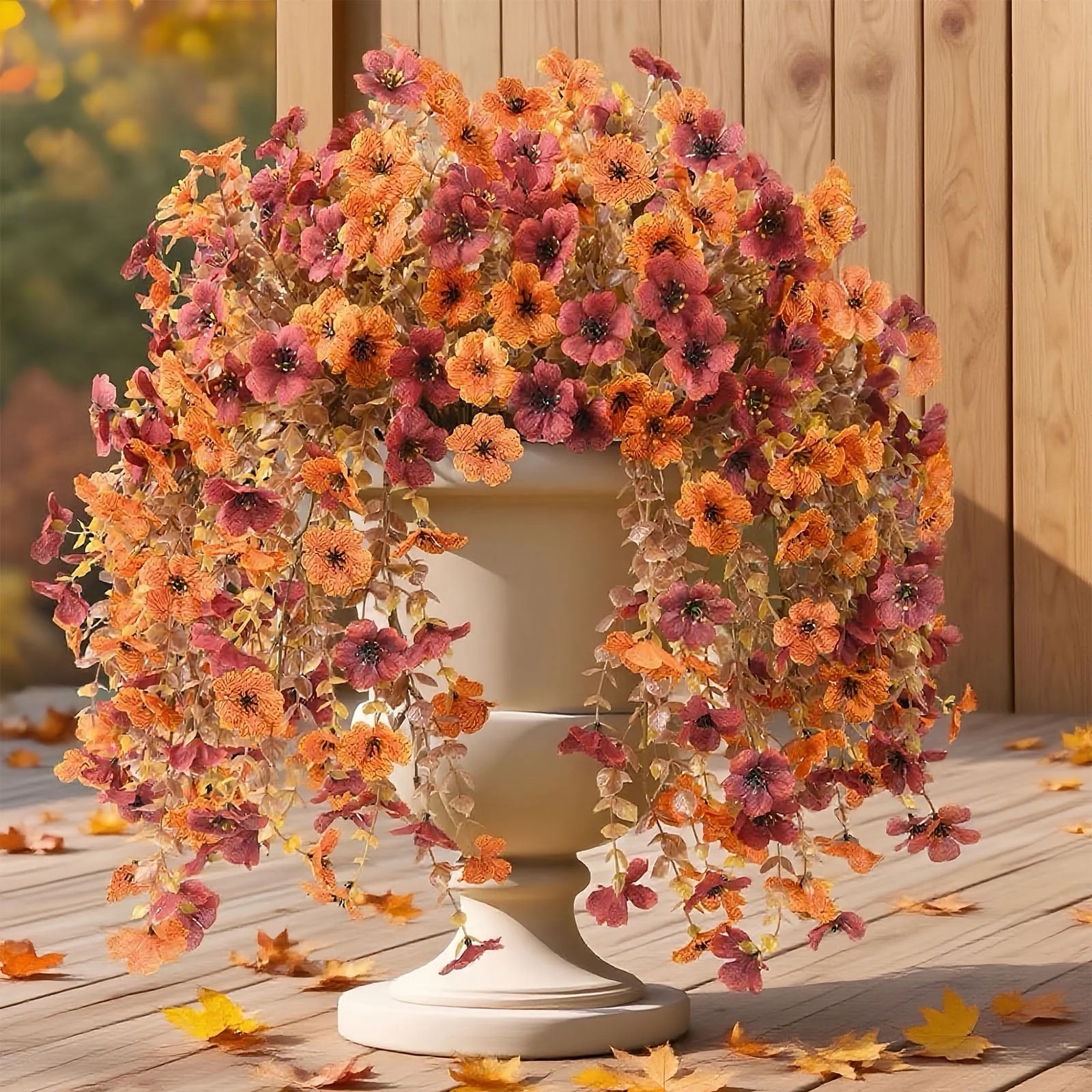 Scidweet Artificial Fall Flowers Outdoors, 2 Pcs Faux Autumn Hanging Fake Fall Flowers Faux Silk ... | Walmart (US)